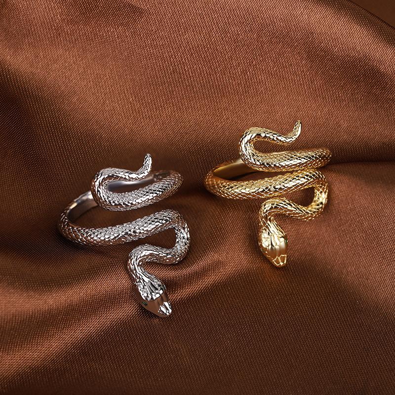 Original 925 Sterling Silver Gold Snake Rings For Women Counple Wedding Engagement Silver Women's Vintage Ring Fine Jewelry