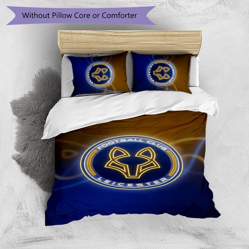 Leicester City Football Printed 3 Pieces Bedding Set, Comfortable Skin Friendly Bedroom Duvet Cover Set