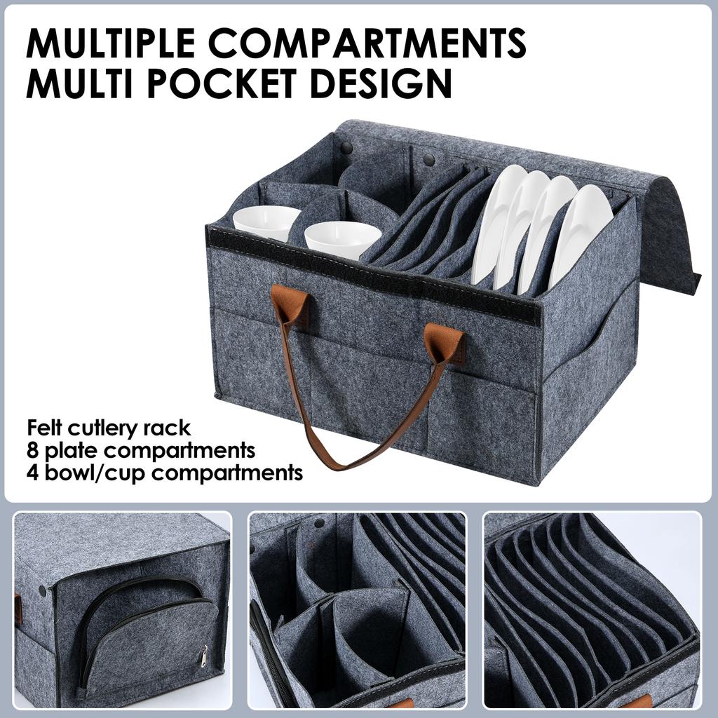 Felt Board Dish Cup Storage Bag Cup Holder Thickened Camp Tableware Storage Container Kitchen Cabinet Layered Plate Storage Box