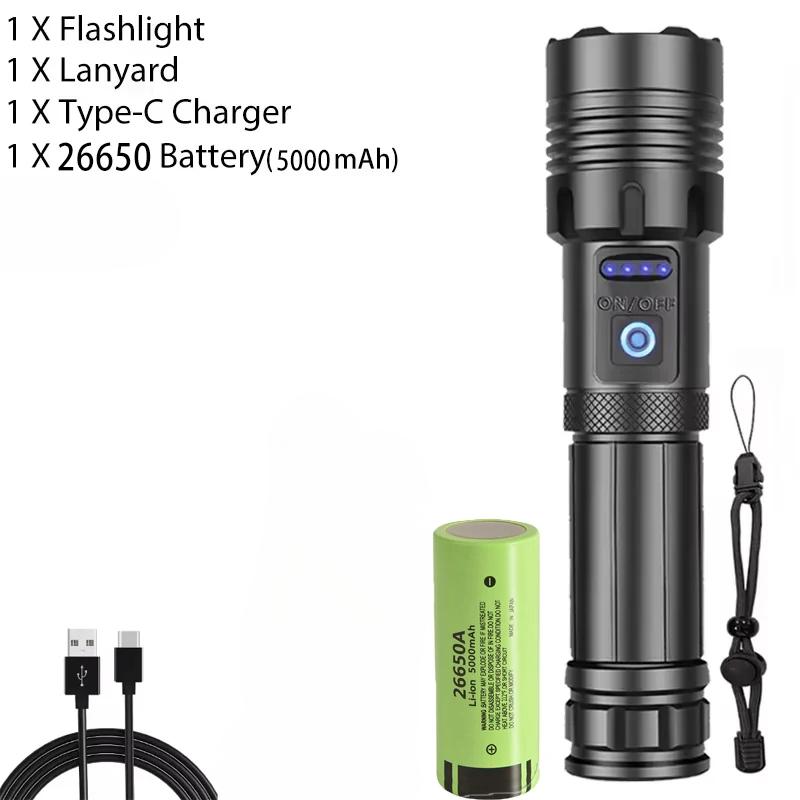 USB Rechargeable Flashlights Super Bright Portable Ultra Power Long Range Tactical Torch Lamp Outdoor Emergency Camping Lantern