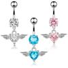 14G Heart Wing  Navel Belly Button Ring Barbell Body Piercing Jewelry