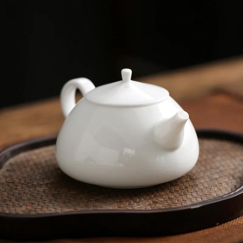 White Porcelain Tea Pot Yulan  Gongfu Tea Set Think Tank Office Use Large Size Tea Kettle for Busin And Home Use