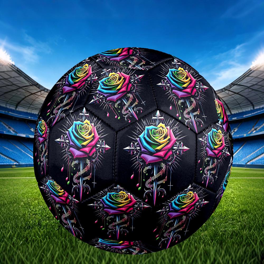 1pc Rainbow Rose Cross Size 5 Soccer Ball Professional Match Training Football Indoor &Outdoor Sports Ball Lightweight Durable m6519