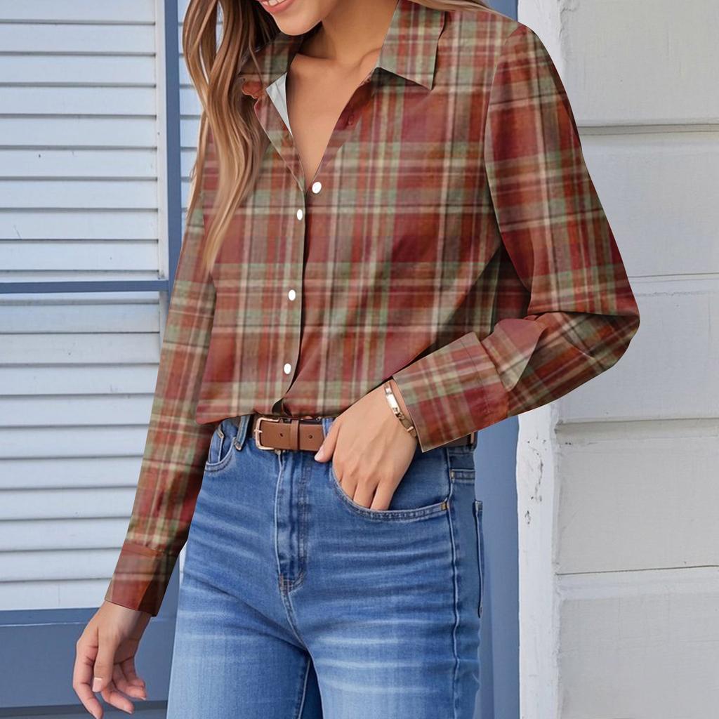 Women's Shirt Blouse Christmas Print Button Long Sleeve Casual Basic Shirt Collar Regular Top