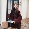 Red Thick Hooded Wool Coat Women Winter Fashion Cape Cloak Jacket Warm Outerwear