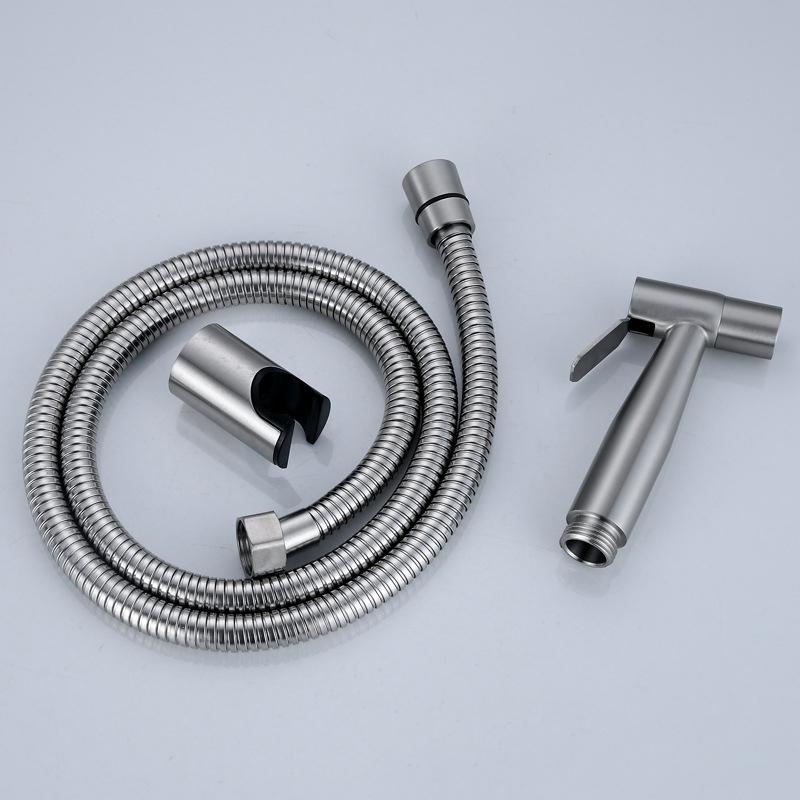 BAOKEMO Bathroom Toilet Bidet Sprayer Set 304 Stainless Steel Two Way Faucet With 1.5M Flexible Hose Bathroom Shower Head Set