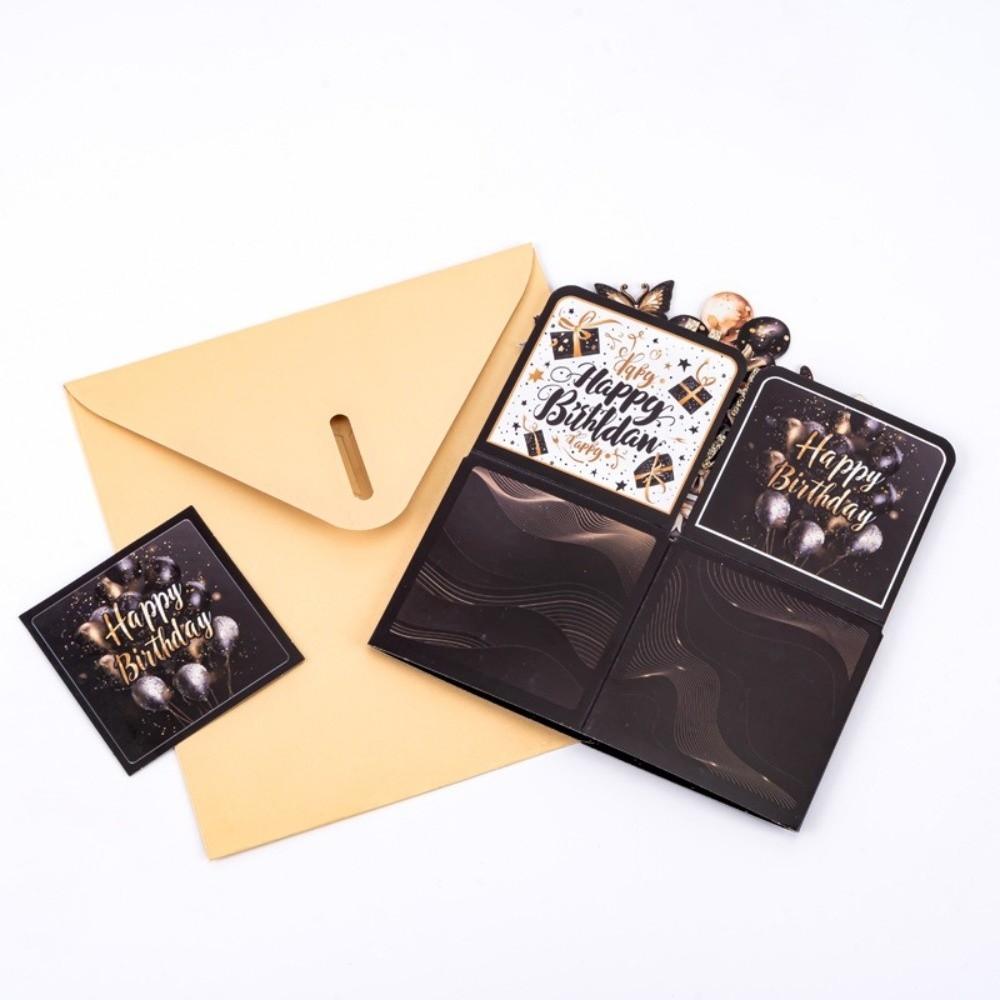 Cartoon 3D Birthday Card Flowers Theme Birthday Gift Celebration Message Card Birthday Party
