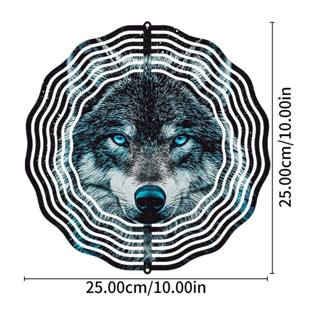 Wolf Wind Spinner 3D Metal Wind Chime for Garden Patio Outdoor Decor Holiday Gift for Halloween Thanksgiving Christmas