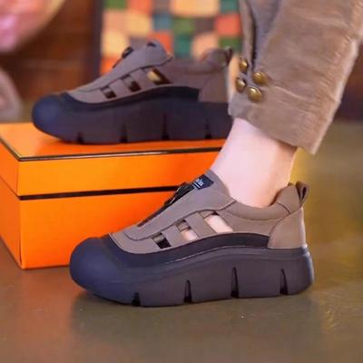 Босоножки Баотоу женские новые летние на толстой подошве с мягкой подошвой и мягкой поверхностью, удобные, дышащие, с полыми отверстиями, туфли-лодочки