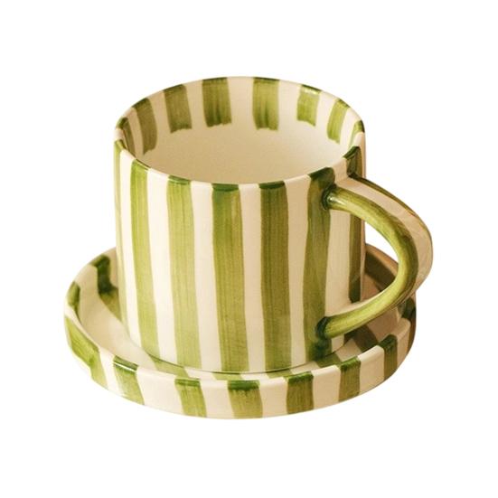 Винтажный керамический набор кофейной кружки и блюдца с ручкой, подходит для микроволновой печи и посудомоечной машины, чашки для эспрессо, подарок на свадьбу, годовщину, девичник