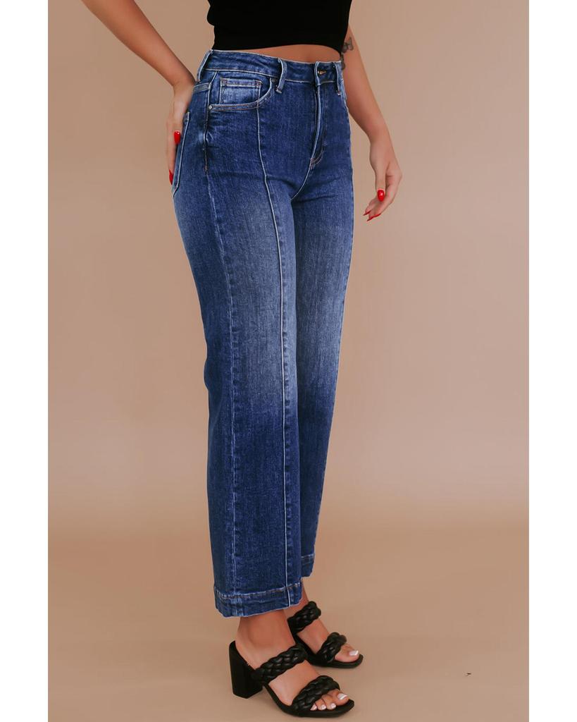 Azura Exchange Темно-синие джинсы больших размеров с широкими штанинами и высокой талией