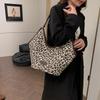 Wind Canvas Tote Bag Large Capacity Leopard Print Corduroy Shoulder Bag Versatile Shopping Bag Bag