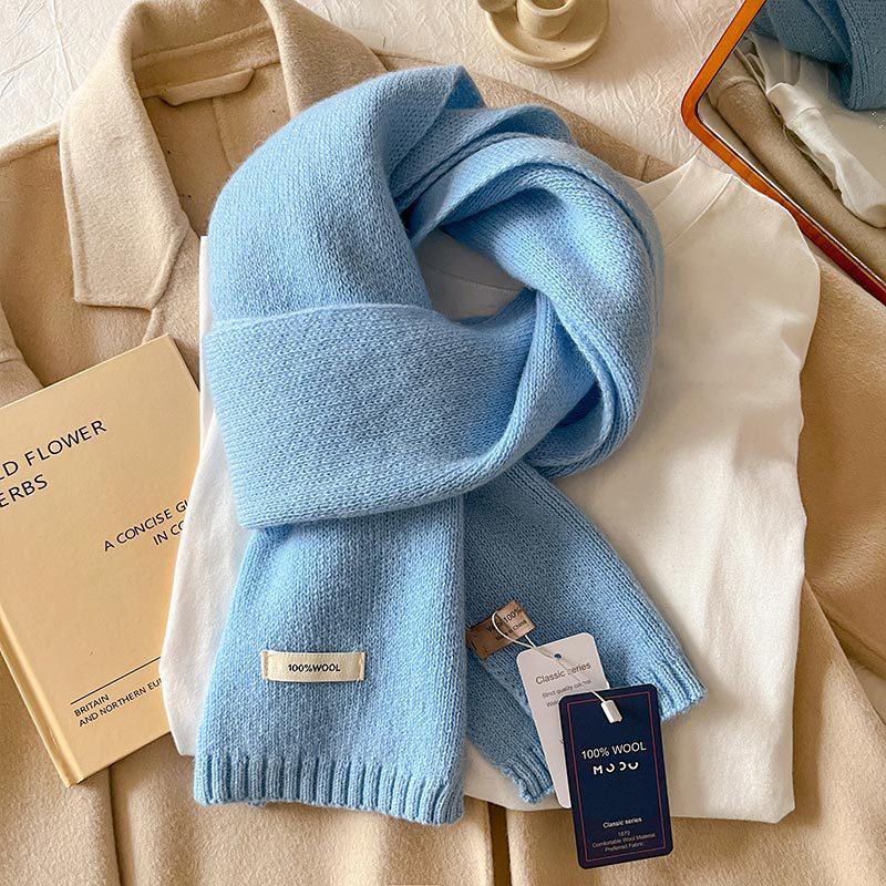 Australian Pure Wool Cashmere Scarf - Unisex Winter Warm Knitted Solid Color