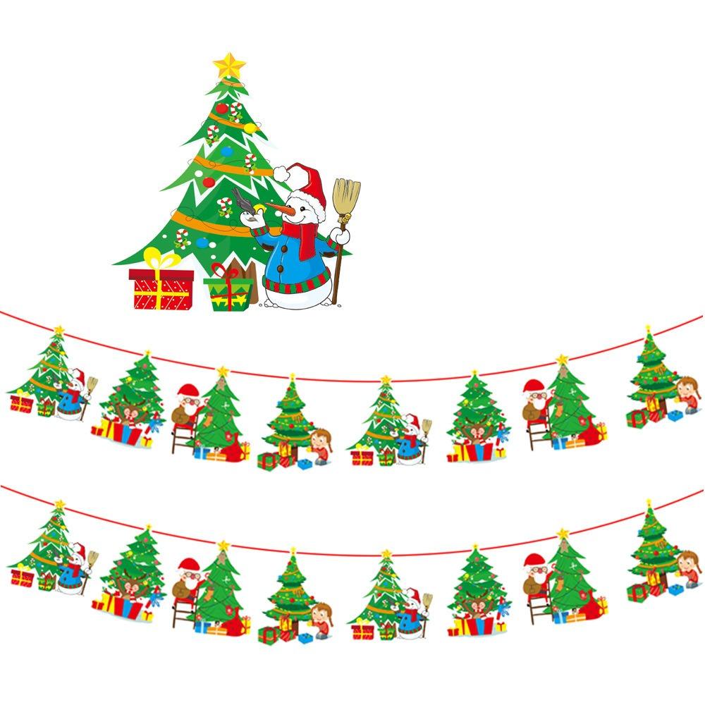 Рождественский бумажный баннер мультфильм Санта-Клаус снеговик рождественский подвесной орнамент баннер домашнее рождественское украшение флаг принадлежности новый год