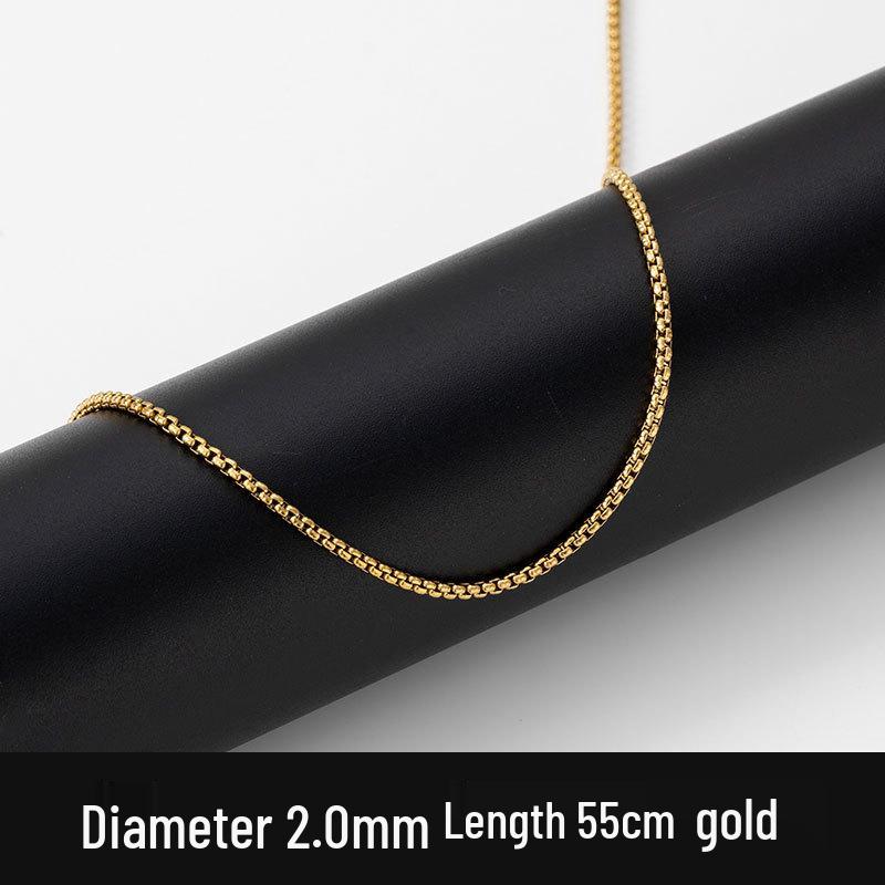 Мужское ожерелье из квадратной жемчужной цепочки из нержавеющей стали - Хип-хоп украшение из титановой стали (2/2.5/3/3.5мм)