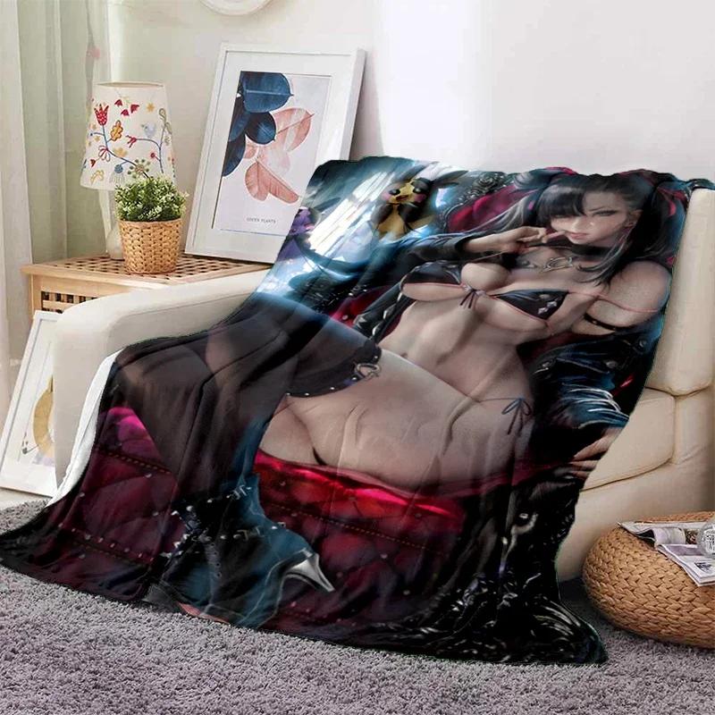Sexy Anime Girls Blanket Soft Plush Flannel Throws Blankets for Sofa Bed Couch Best Gifts All Season Light Bedroom Warm Decke