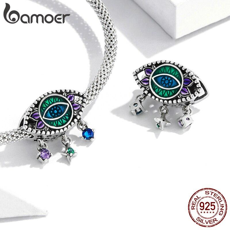 BAMOER, натуральная стерлингового серебра 925 пробы, винтажная модная подвеска в виде демонического глаза, подходит для оригинального браслета и браслета, женские ювелирные изделия