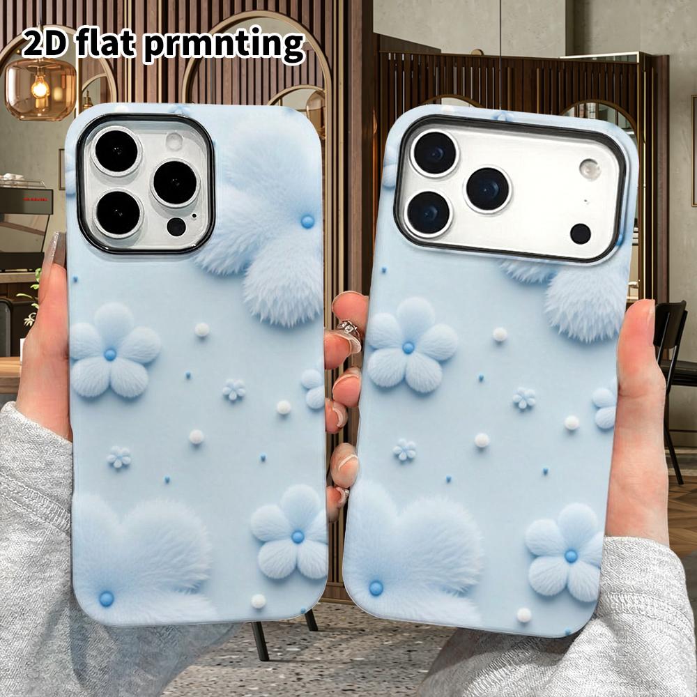 Phone Case: 2D flat design suitable for iPhone 18 17 16 15 14 13 Pro film protective case, couple style, plush little flowers, Christmas and Halloween