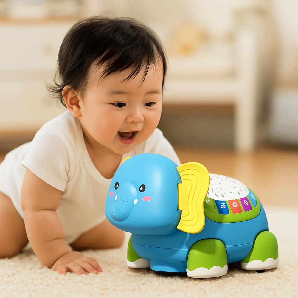 Timer Function Early Developmental Toys Colorful Light Up Musical Elephant 6-12 Months