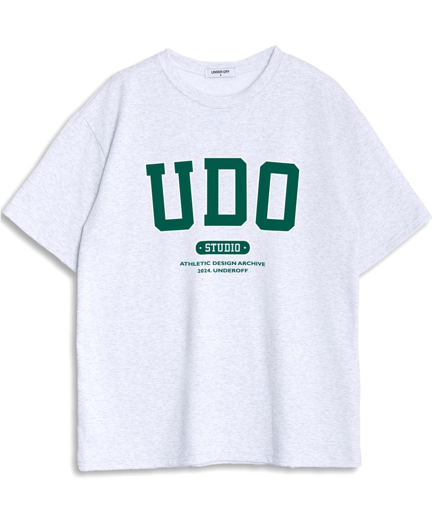 UNDEROFF Oversized Crew Neck Udo Arch Logo Short Sleeve T-Shirt White & Red