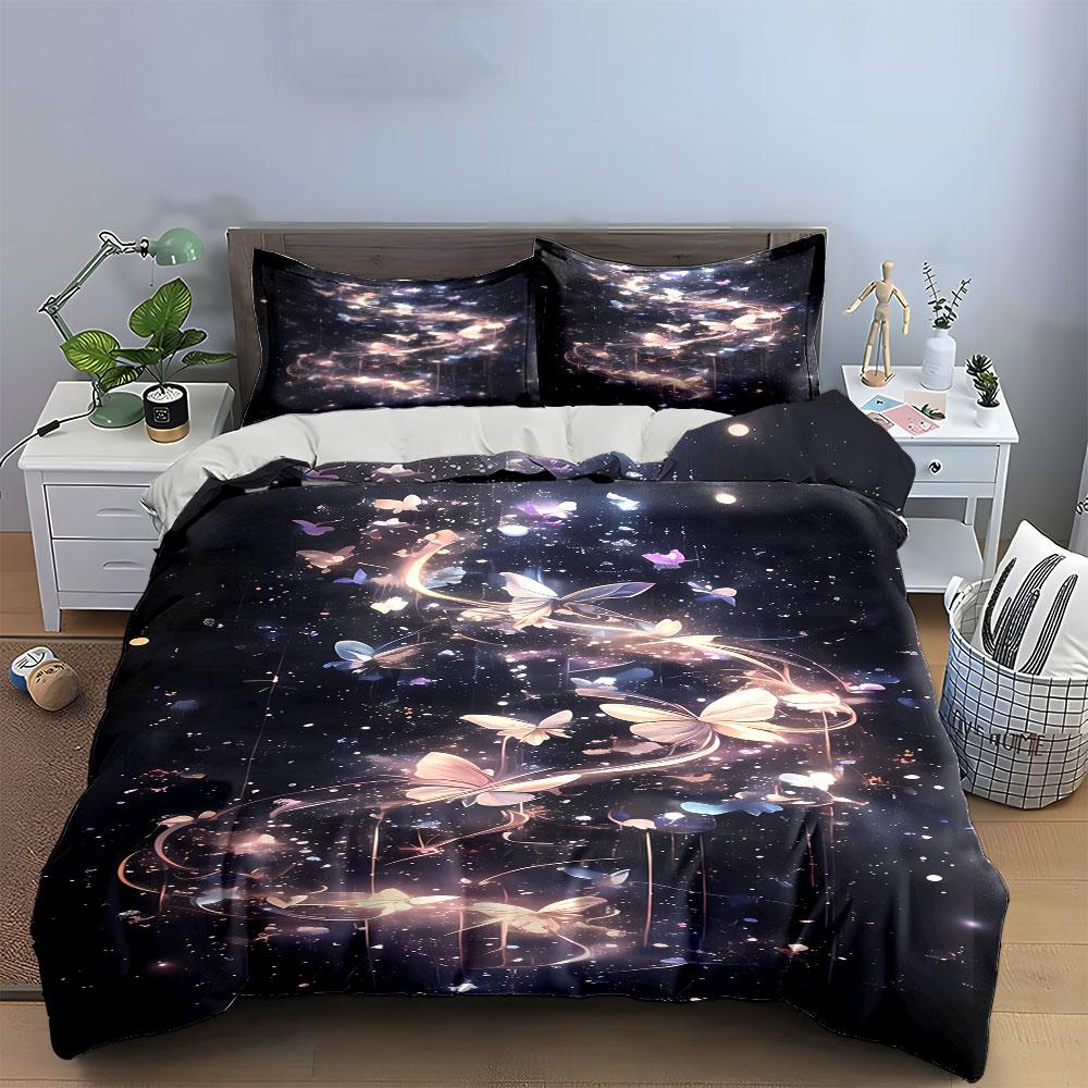 Butterflies with glowing trails. Bedding sets Duvet cover sets Duvet covers Pillowcases(1*Duvet Cover 2*Pillowcases without duvet insert)
