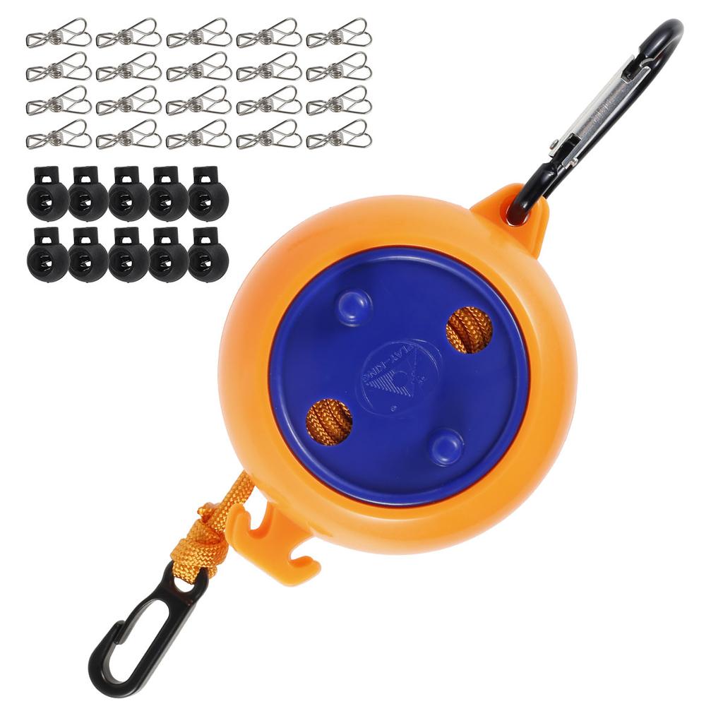 8m Clothesline Retractable Portable Travel Outdoor Camping Windproof Belt With Fixed Buckle And Clothespin Clothesline