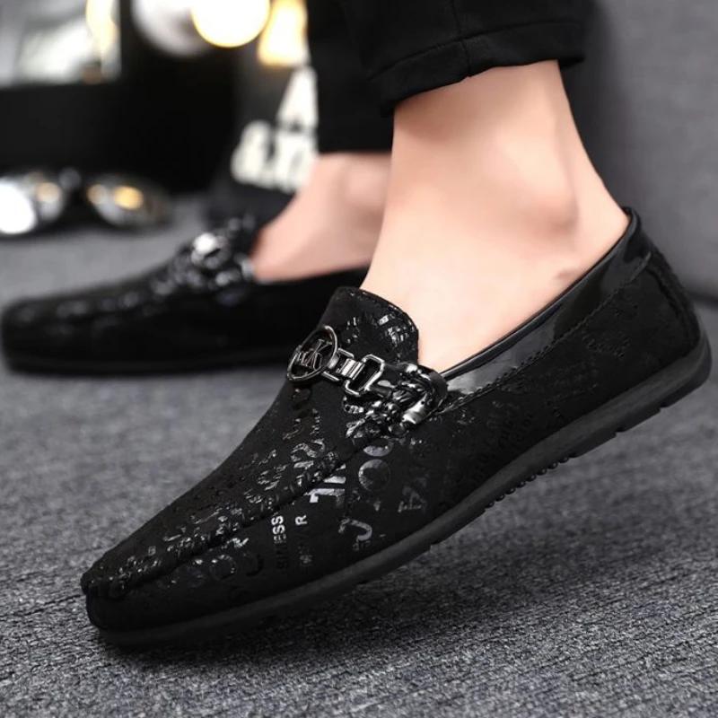 Men's Leather Shoes Non Slip and Waterproof Male Casual Shoe Flat Round Toe Classic Original New In Adults Pu Luxury Sale On