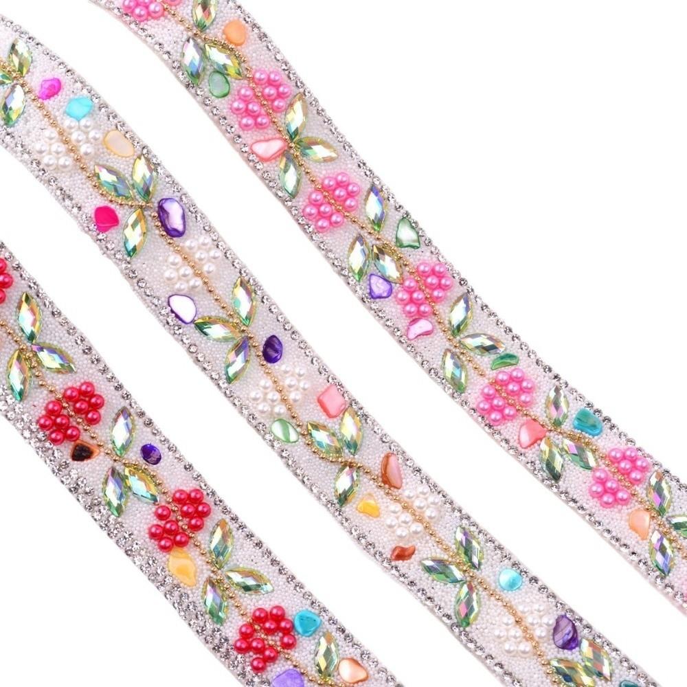 Ethnic Style Rhinestone Chain Self Adhesive Hot Fix Tape Rhinestone Trim  Apparel Decoration