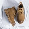 Мужские ретро-ботинки с высоким верхом, зимние ботинки с толстой подошвой, нескользящие, теплые, повседневные, зимние ботинки из кожи, на шнуровке, с большой головой