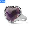 Heart-shaped Natural Crystal Adjustable Ring Gift for Women