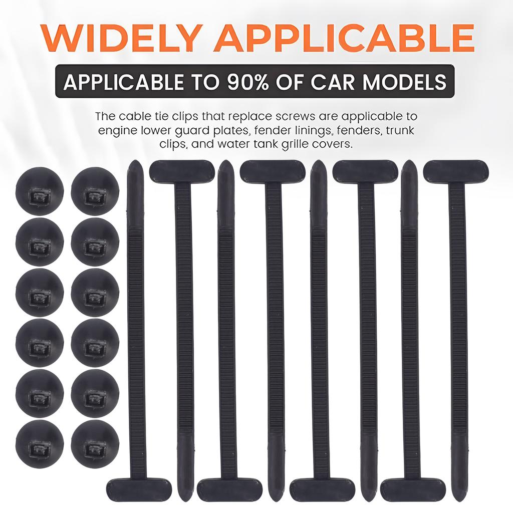 Universal Nylon Cable Tie Buckle Auto Fastener Screw Replacement Clip Car Fender Trunk Engine Guard Panel Wire Management Secure
