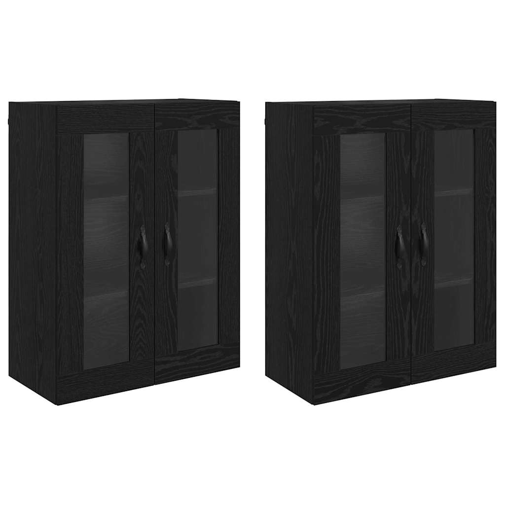 Wall Cabinets 2 pcs Black Oak Effect 69.5 x 34 x 90 cm