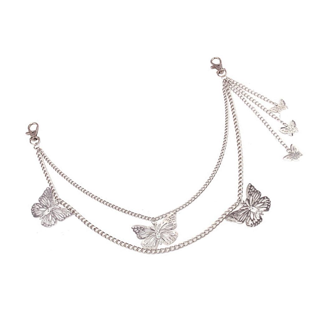 Hiphop Punk Metal Chain Belt with Silver Studs Adjustable Length Chain Belt for Fashionable Adults