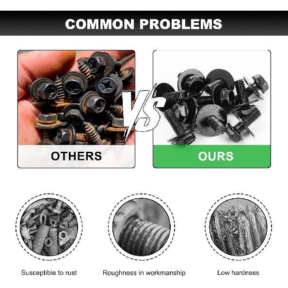 10PCS Car Body Bolt & U-Nut Kit, Bumper Fender Hood Panel Fastening Hex Head Screw Extrusion U-Nut Clip, Engine Under Cover Undertray Splash Shield