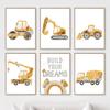 1 шт., настенный плакат, трактор, экскаватор, домашний декор, интерьерные картины, мультяшная картина на холсте, декор для детского сада для комнаты, без рамки