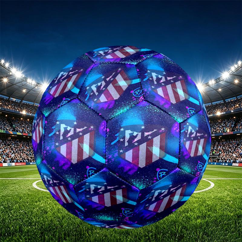 Atletico Madrid Print Size 5 Soccer Ball, PU Wear Resistant Football for Match Training and Daily Practice, Birthday Gift for Soccer Fans