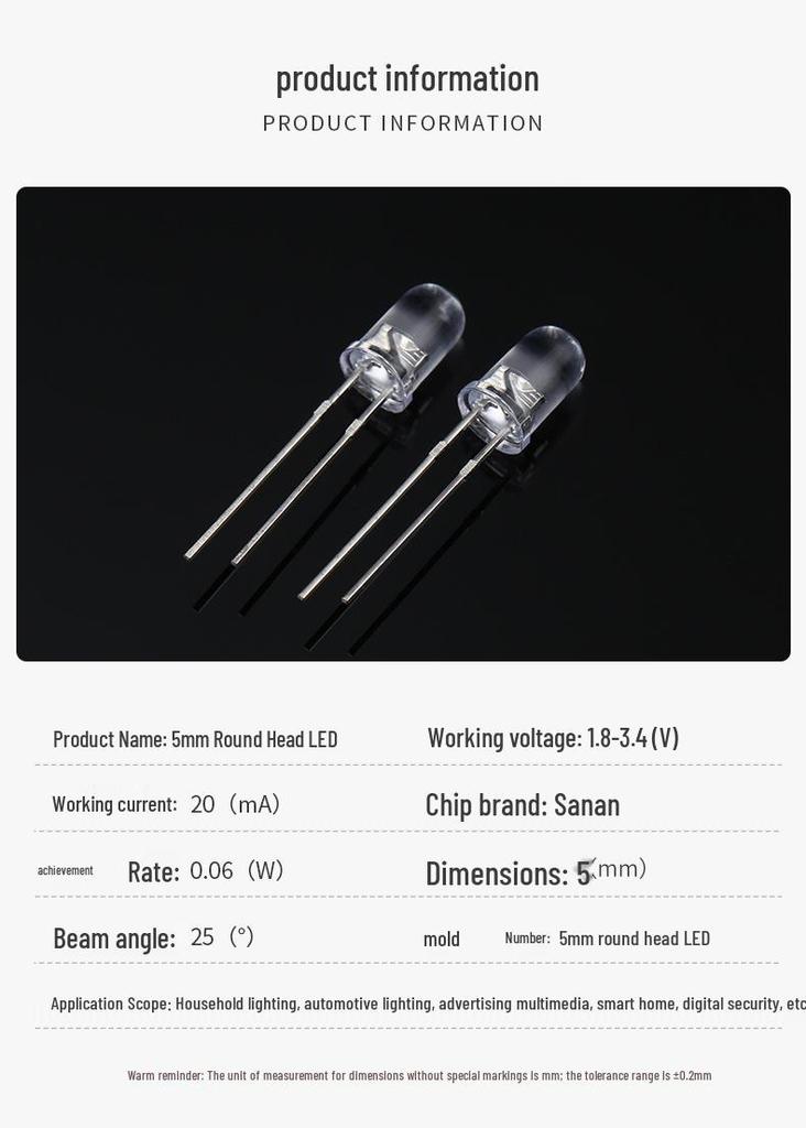 5mm Bi-Color LED: Red/White/Blue Plug-in Indicator Lamp Beads