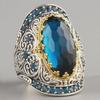 "New Topaz Color Gold-Plated Oval Ring for Men"