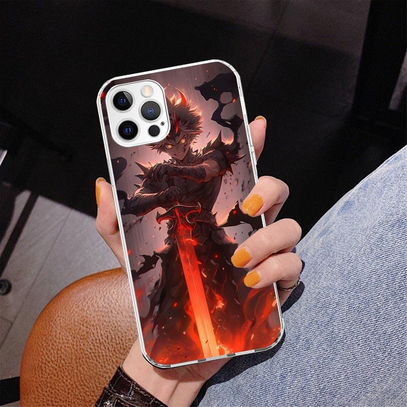 Черный чехол для телефона с аниме-рисунком C-Clovers для iPhone 13 12 Mini 11 Pro Max XS XR X SE 7 8 Plus 5S 5 6S 6 Подарок Печатный чехол Fundas