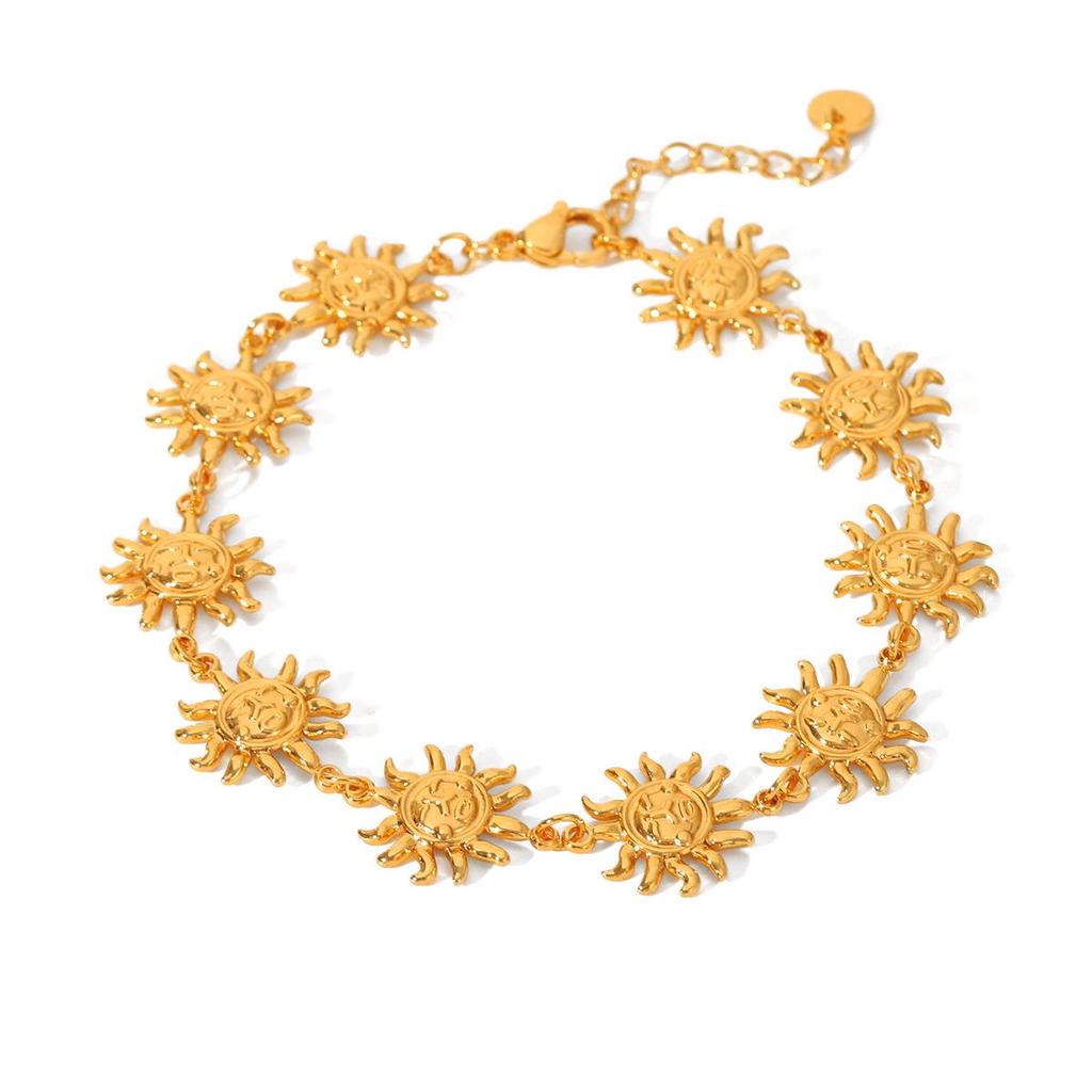 Роскошный преувеличенный браслет на ногу из нержавеющей стали «Солнце» для уникального модного заявления