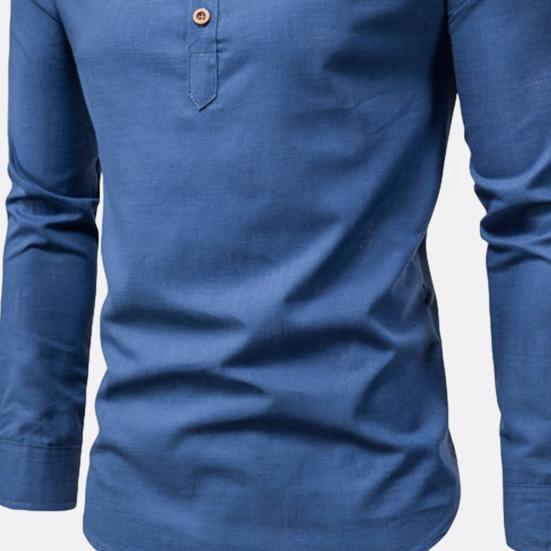 Men's Business Shirt Slim Fit Standing Collar Lightweight Breathable Stylish Long Sleeve Men's Shirts