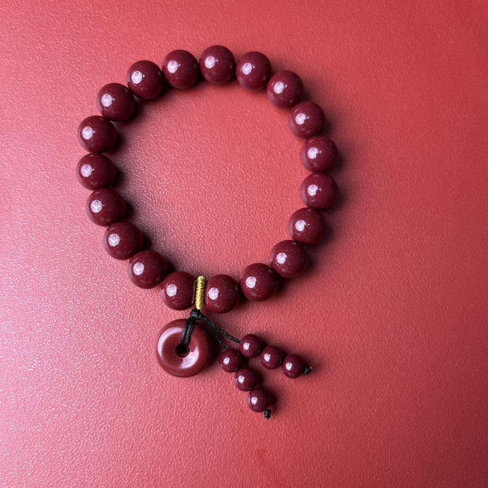 Genuine Natural High-Content Purple Gold Sand Bracelet, Women's Cinnabar Bead Bracelet, Zodiac Buddha Beads