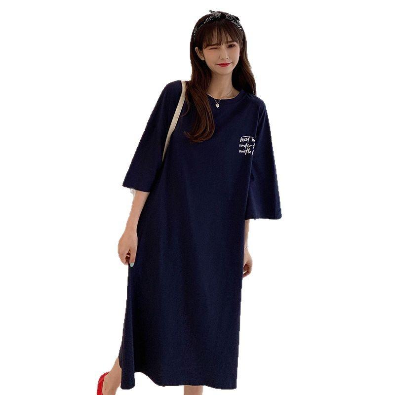 Женское платье-футболка с короткими рукавами, летнее, длина выше колена, большой размер, уменьшающее живот, облегающее платье для показа возраста