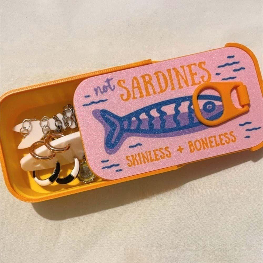 Multi Functional Sardine Tin Jewelry Box 3D Printed Jewelry Display Organizer Gift Box