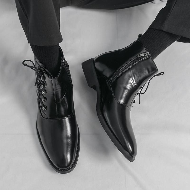 Мужские высокие черные кожаные ботинки Платье Формальный Бизнес Ретро Коричневые ботильоны Смокинг Фиолетовые Свадебные туфли Большой размер