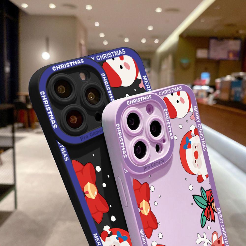 For iPhone 16 15 14 Pro Max Redmi Note 13 12 Pro Samsung S25 S24 Ultra A13 A14 A15 A16 Merry Christmas Design Soft Silicone Full Lens Protect Case