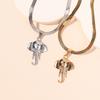 Vintage 316L Stainless Steel 3D Solid Elephant Head Necklace Pendant Women Mens Fashion Cute Animal Blade Chain Choker Jewelry