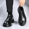 Fashion Men's Brand 2024 Autumn Thick Soled New Leather Men's Shoes Simple Low Help Work Dress Shoes Lace Up Casual Men's Leather Shoes
