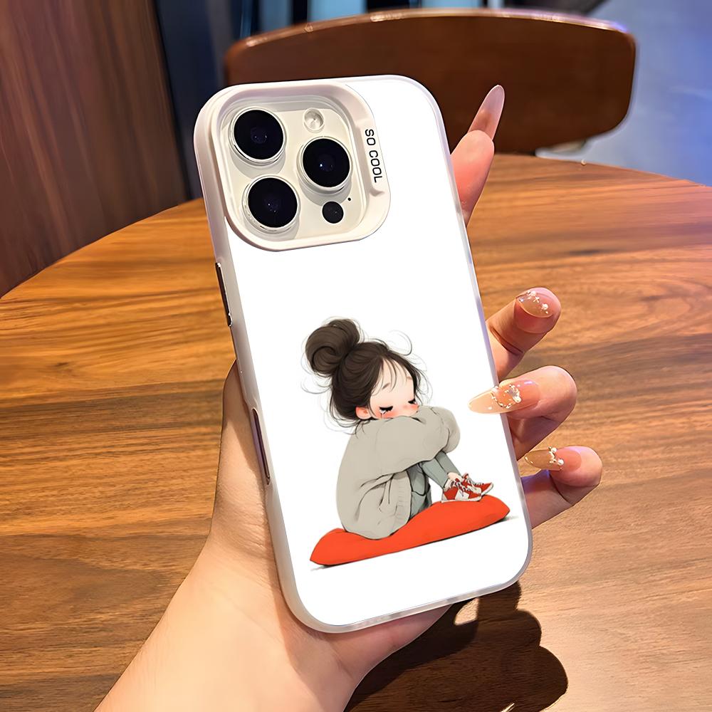 Cute Angry Little Girl Phone Case For IPhone 17 Air 16 15 14 Plus 13 12 11 Pro 7 8 XS Max XR Silver White Bumper Case
