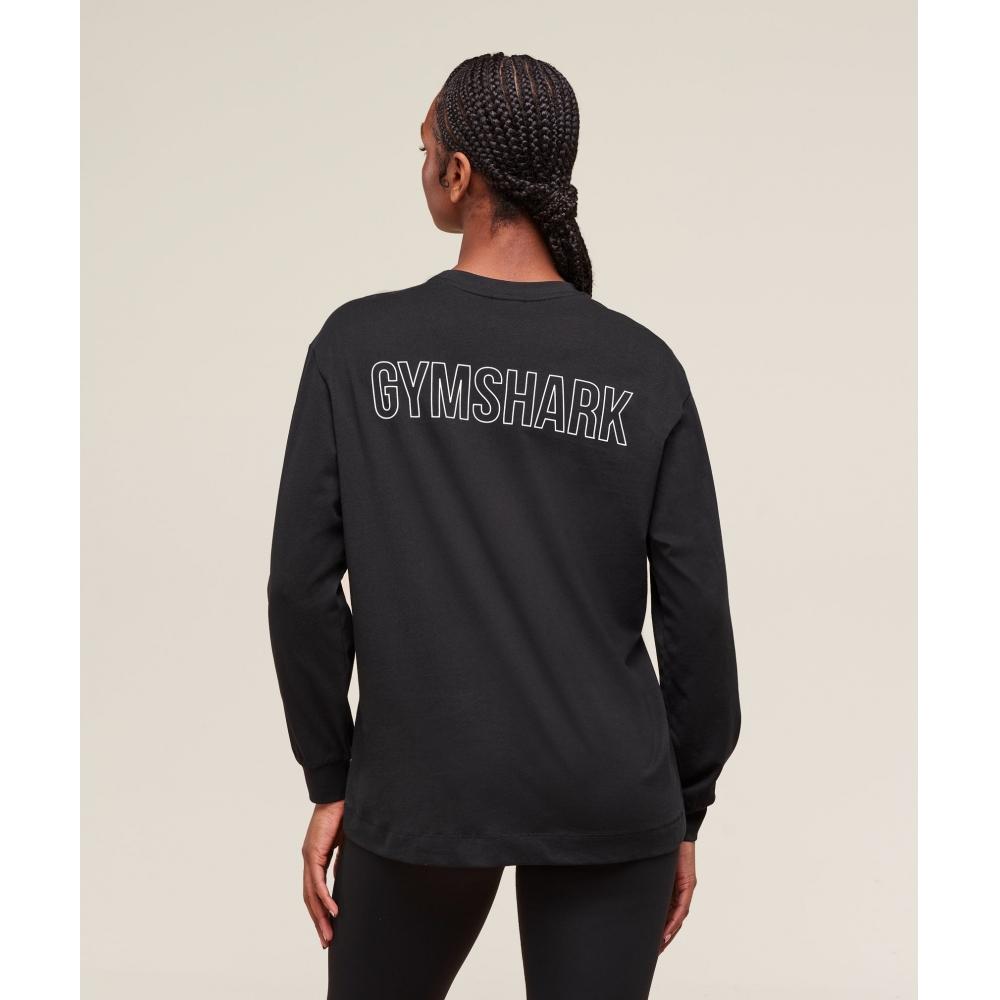 Gymshark Trace Graphic Long Sleeve Top Black B4b3t Bb2j